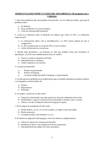 EXAMEN DIFICULTADES DEL DESARROLLO Pdf