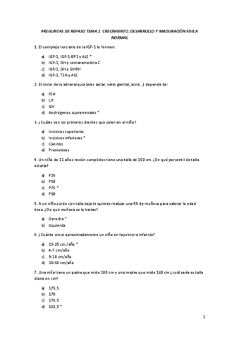 O Cuatri Preguntas De Examen Temas Pediatria Pdf