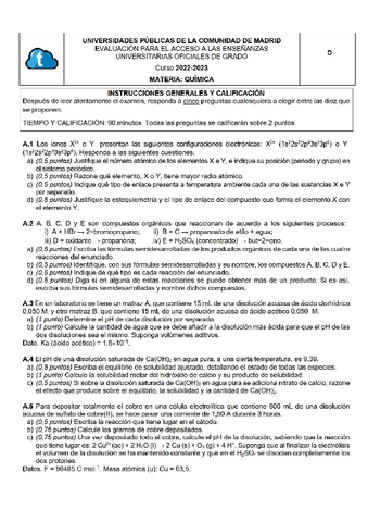 Examen Quimica Selectividad Junio 2023 Resuelto Pdf