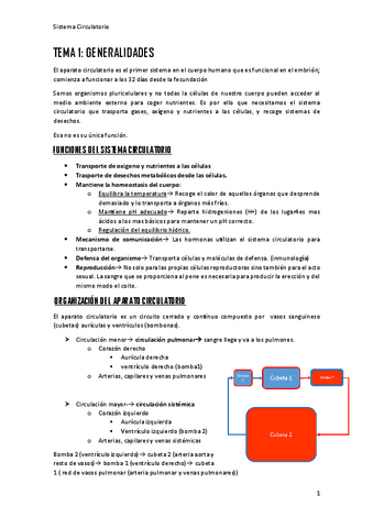 Tema Generalidades Del Sistema Circulatorio Pdf