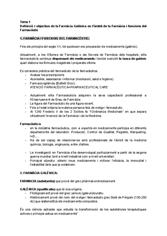 Tema 1 Definicio I Objectius De La Farmacia Galenica En Lambit De La