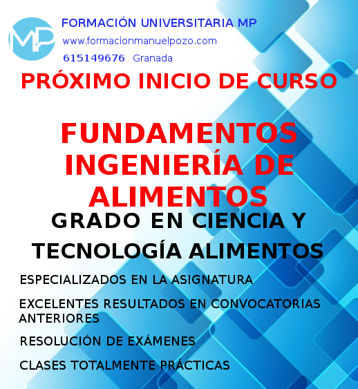 INTENSIVO CURSO FUNDAMENTOS DE INGENIERÍA DE LOS ALIMENTOS