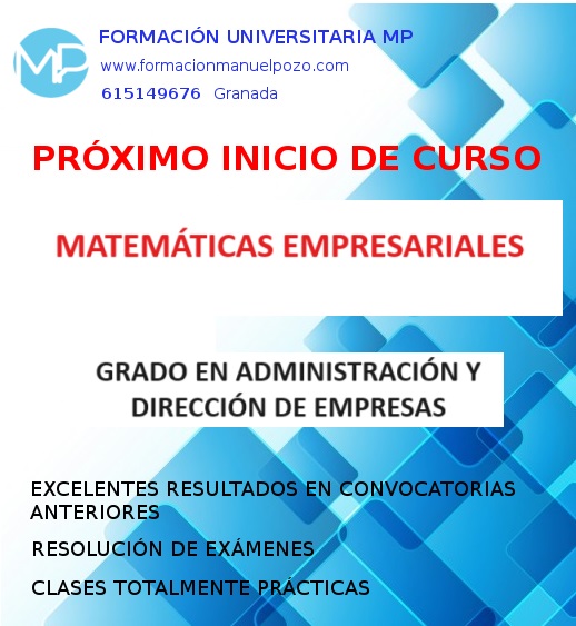 INICIO DE CURSO DE MATEMÁTICAS EMPRESARIALES