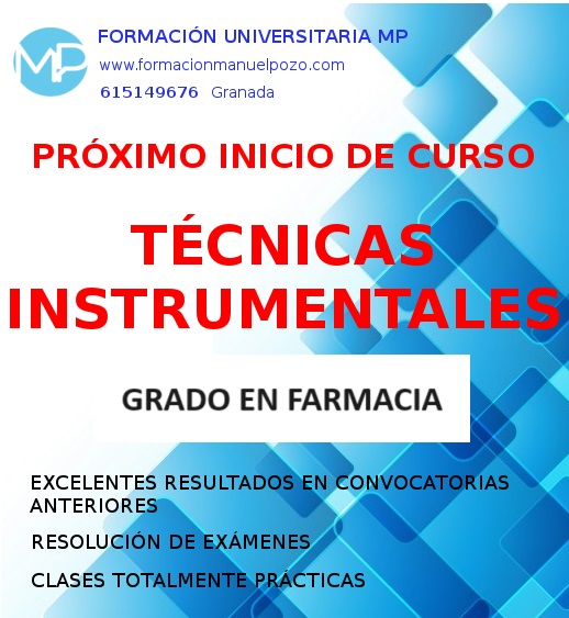 INTENSIVO CURSO TÉCNICAS INSTRUMENTALES GRADO EN FARMACIA