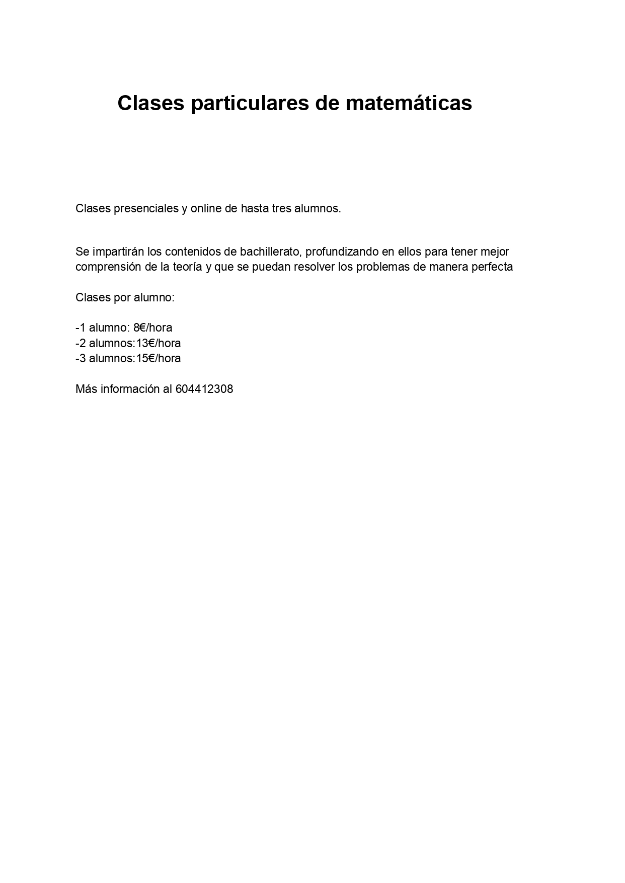 Clases particulares de matemáticas
