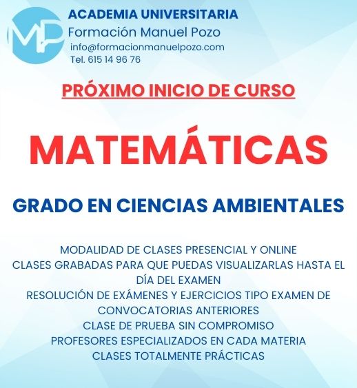 INICIO CURSO MATEMÁTICAS GRADO CIENCIAS AMBIENTALES