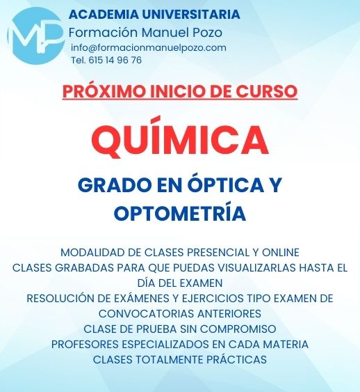 INICIO DE CURSO QUÍMICA GRADO EN ÓPTICA Y OPTOMETRÍA