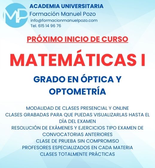 INICIO DE CURSO MATEMÁTICAS GRADO EN ÓPTICA Y OPTOMETRÍA