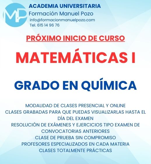 INICIO DE CURSO MATEMÁTICAS I GRADO EN QUÍMICA