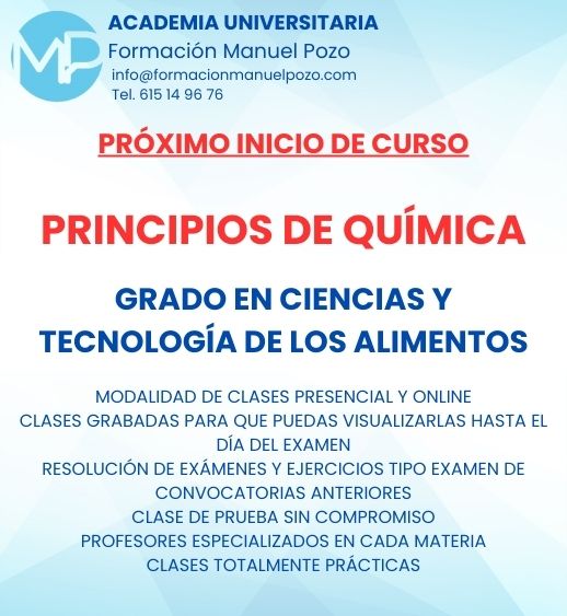 INICIO DE CURSO PRINCIPIOS DE QUÍMICA GRADO EN CIENCIAS Y TECNOLOGÍA DE LOS ALIMENTOS