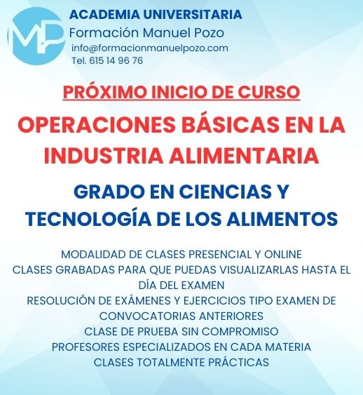 INICIO DE CURSO OPERACIONES BÁSICA DE LAS INDUSTRIA ALIMENTARIA