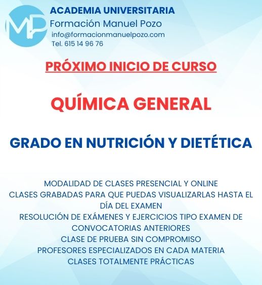 INICIO DE CURSO QUÍMICA GENERAL GRADO EN NUTRICIÓN Y DIETÉTICA