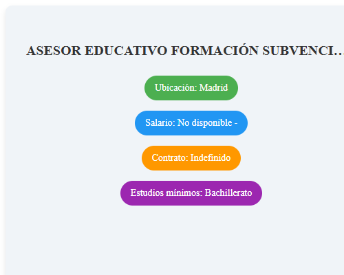 ASESOR EDUCATIVO FORMACIÓN SUBVENCIONADA (H/M).