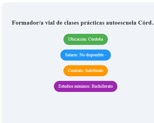 Formador/a vial de clases prácticas autoescuela Córdoba