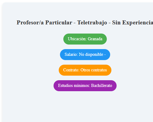 Profesor/a Particular - Teletrabajo - Sin Experiencia