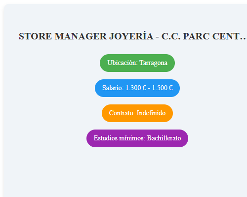 STORE MANAGER JOYERÍA - C.C. PARC CENTRAL