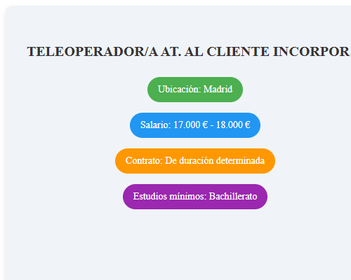 TELEOPERADOR/A  AT. AL CLIENTE  INCORPORACIÓN INMEDIATA