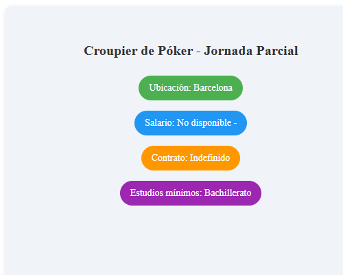 Croupier de Póker - Jornada Parcial