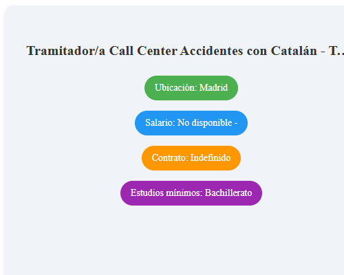 Tramitador/a Call Center Accidentes con Catalán - Tardes Indefinido