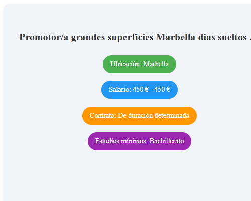 Promotor/a grandes superficies Marbella dias sueltos (H/M/X)