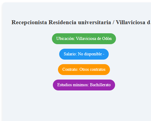 Recepcionista Residencia universitaria / Villaviciosa de Odon