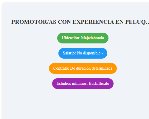 PROMOTOR/AS CON EXPERIENCIA EN PELUQUERIA/ MAJADAHONA