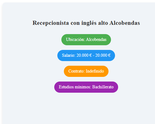 Recepcionista con inglés alto Alcobendas