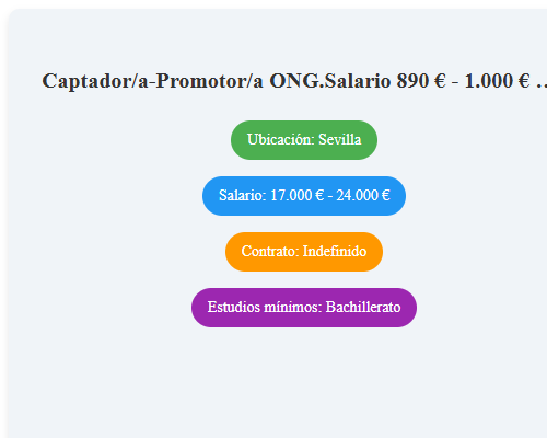 Captador/a-Promotor/a ONG.Salario 890 € - 1.000 € a media jornada