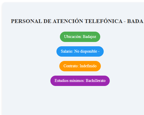 PERSONAL DE ATENCIÓN TELEFÓNICA - BADAJOZ