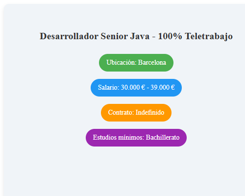 Desarrollador Senior Java - 100% Teletrabajo