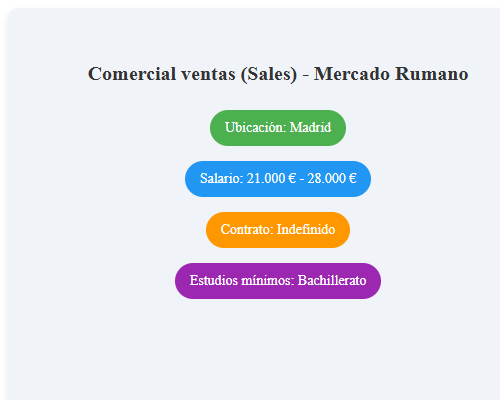 Comercial ventas (Sales) - Mercado Rumano