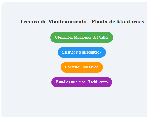 Técnico de Mantenimiento - Planta de Montornés