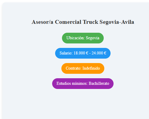 Asesor/a Comercial Truck Segovia-Avila