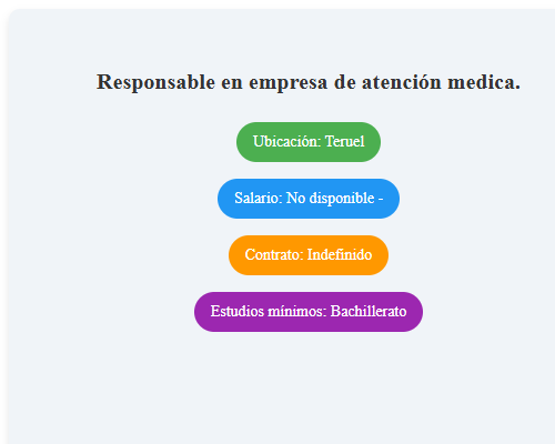 Responsable en empresa de atención medica.