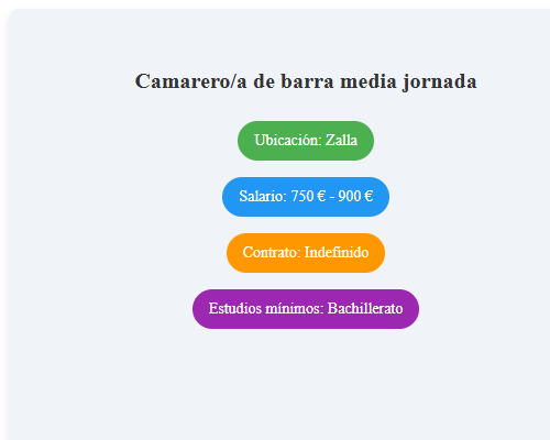 Camarero/a de barra media jornada