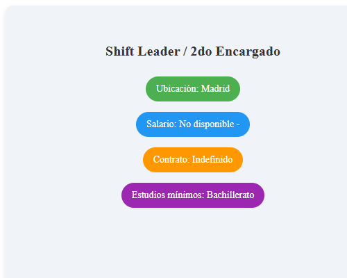 Shift Leader / 2do Encargado