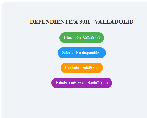 DEPENDIENTE/A 30H - VALLADOLID