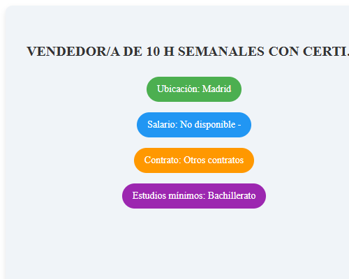 VENDEDOR/A DE 10 H  SEMANALES CON CERTIFICADO DE DISCAPACIDAD EN CALLE ALCALÁ (MADRID)