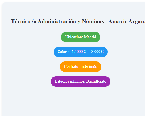 Técnico /a Administración y Nóminas _Amavir Arganzuela