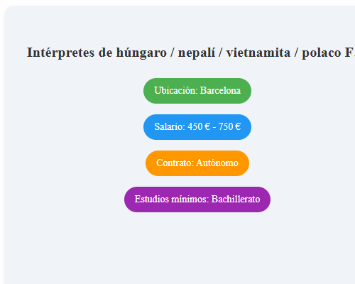 Intérpretes de húngaro / nepalí / vietnamita / polaco Freelance