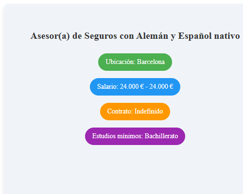 Asesor(a) de Seguros con Alemán y Español nativo