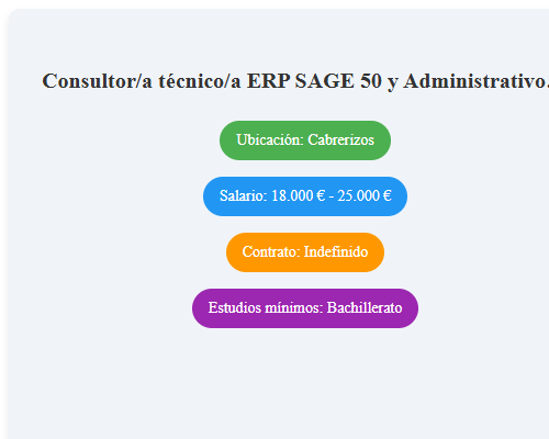 Consultor/a técnico/a ERP SAGE 50  y Administrativo/a TIC