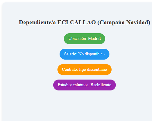 Dependiente/a ECI CALLAO (Campaña Navidad)