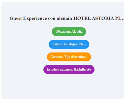 Guest Experience con alemán HOTEL ASTORIA PLAYA 4*sup