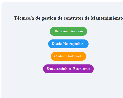 Técnico/a de gestion de contratos de Mantenimiento