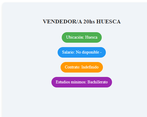 VENDEDOR/A  20hs HUESCA