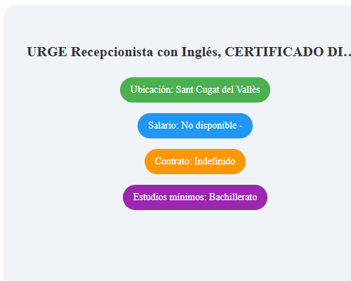 URGE Recepcionista con Inglés, CERTIFICADO DISCAPACIDAD (H/M/X).