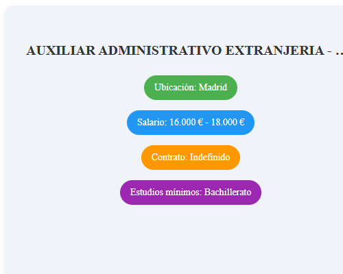 AUXILIAR ADMINISTRATIVO EXTRANJERIA - MADRID