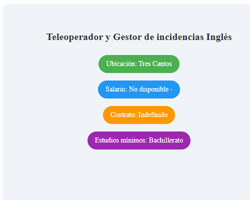 Teleoperador y Gestor de incidencias Inglés