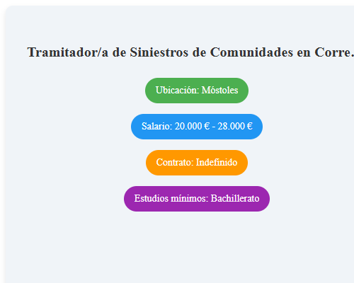 Tramitador/a de Siniestros de Comunidades en Correduría de Seguros